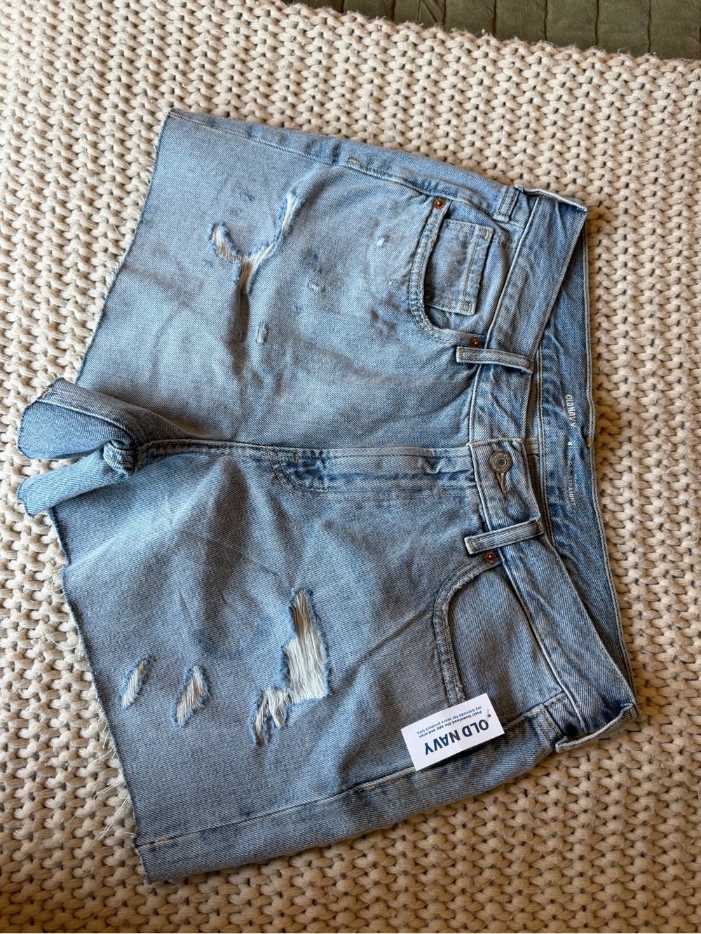 Old Navy Light Blue Distressed Denim Jean Shorts
